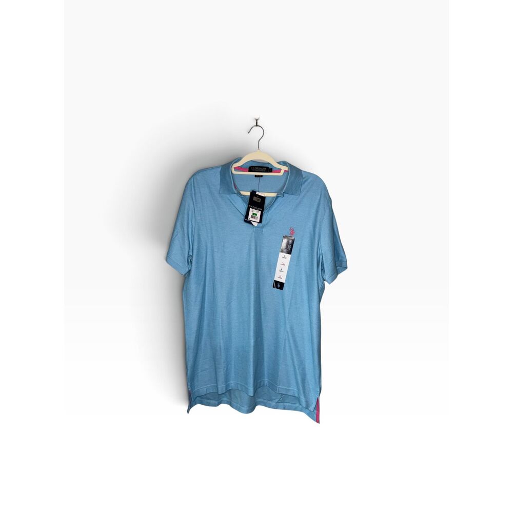 U.S. Polo Assn. Men's Ultimate Pique Blue Performance Polo Shirt L NWT